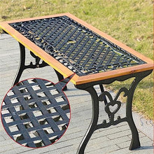 FKTHYO Garden Benches Outdoor Patio Bench, Cast Iron Outdoor Garden Bench with Backrest, Carved Armrests and Legs, Park Outdoor Bench Set for Patio Porch Poolside, Wood Patio Seating (One Color D)