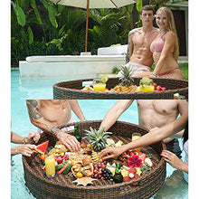 JDXQBLD 31"/47" Floating Serving Tray, PE Rattan Woven Pool Floats Breakfast Basket, with Double Handle, Pool Party Drinks and Snacks Table Bar, for Hot Tub, Sandbar, Spa, Beach