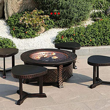 Fire Pits Outdoor 32-inch Campfire Pit Stool Set, Burning Fire Bowl, Grill with Mesh Spark Sieve Cover Grate Poker