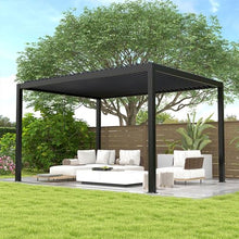 ANTSKU 10'x13' Louvered Aluminum Pergola with Adjustable Retractable Roof Black