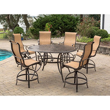 Hanover Manor 7-Piece Outdoor Dining Set with Swivel Chairs and Round Table Tan