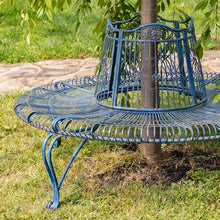 Zaer Ltd. International Victorian Style Round Metal Tree Bench in Victorian Style Paris 1968" (Cobalt Blue)