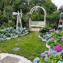 OREKPOT Heavy Duty Garden Arch, Metal Garden Arbor with Bench, Two People Seat Rose Arch for Lawn Backyard Patio Outdoor Climbing Plant，White