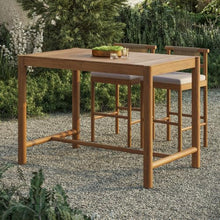Modway Eleni 56-Inch Outdoor Teak Wood Bar Table in Natural – Rectangular Patio Bar Table with Slatted Top for Patios, Decks, Or Gardens