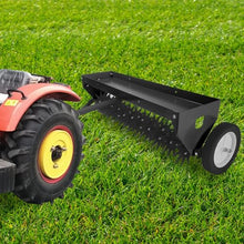 MERXENG 40" Tow Behind Aerator,Tow Behind Plug Aerator with Transport Wheels, Steel Teeth, Tray, Pull Behind Aerator with Adjustable Handle for Farm, Lawn, Garden, Black