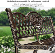 Rsmmpqa Park Terrace Bench Outdoor Bench, Weatherproof Cast Aluminum Retro Garden Bench, Decorative Lawn Benches 2-3 Seat Bench