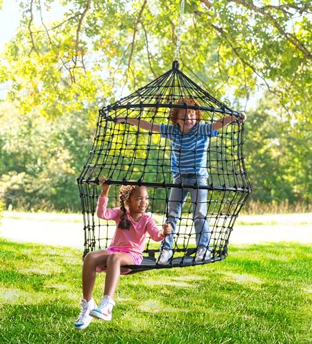 HearthSong Playful Rope Hangout Climber Swing Black