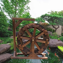 Water Wheel Fountain,Wheel Waterfall Wooden Outdoor Wheels Fountain Vintage Rustic Ornamental Pond Decorative,for Balcony Patio Garden Fountain,Porch,Yard (Size : Diameter 90cm)