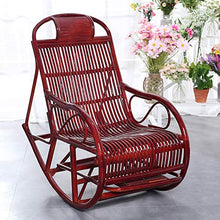 Rattan Wooden Rocking Chair Recliner for The Elderly, Footrest with Massage Wheel, Garden Lounge Chair (Color : C) (E)