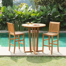 Cambridge Casual Mosko 3-piece Outdoor Patio Bistro Set, Solid Teak Wood bar-Height Table with Hidden Storage and 2 armless bar Chairs – Weather-Resistant Patio Set for Balcony, Deck, or Garden