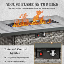 Vakollia Propane Fire Pit Table,44 Inch 55000 BTU Outdoor Gas Fire Pit Rectangular with Glass Wind Guard for Outside Patio Deck (Gray-Aluminum Top)
