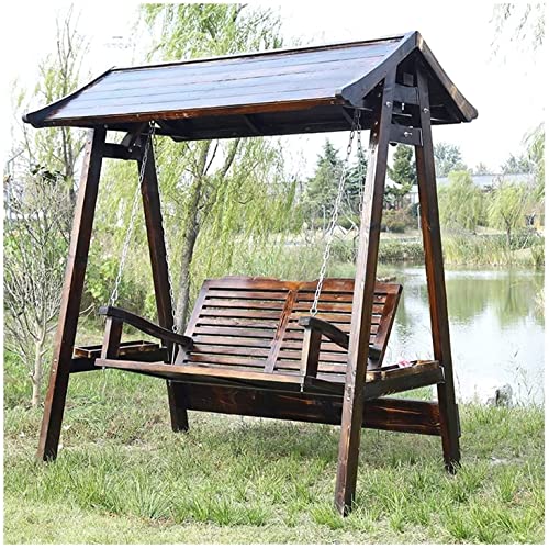 KYTGFH Patio Swing Porch Hang Club Bench Chair,Outdoor Patio Swing Chair Wooden Backyard Furniture Lazy Daze Hammocks Swing Bench Perfect Set