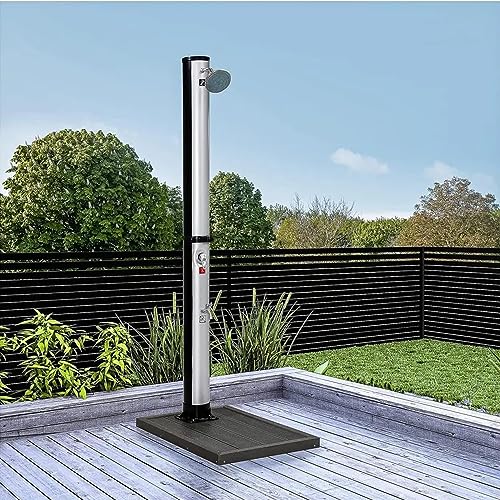 CFDZCP Outdoor Shower kit 7.1Ft 10 Gallon Solar Heated Shower W/Shower Head and Foot Shower Tap, 2-Section Adjustable Temperature Outdoor Shower for Backyard Garden Poolside