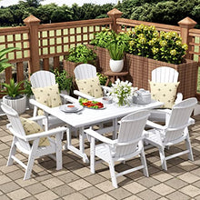 WO Outdoor Adirondack Dining Chair Table 7 PCS Set Retro Aesthetic Furniture for Outside Restaurant Dining, Home, Balcony, Terrace, Lawn, Pool, Deck, Garden (White)