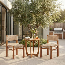 Christopher Knight Home 3-Piece Outdoor Bistro Set, Acacia Wood Dining Set with Teak Finish Round Table 27.5" & 2 Light Grey Wicker Chairs, Patio Furniture Set for Garden Backyard Porch