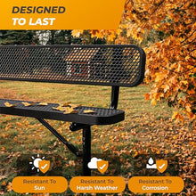 OUTTANS Heavy-Duty Outdoor Metal Bench (6 Ft - Surface with Back, Black)