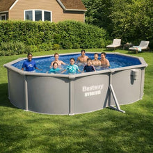 Bestway Hydrium 16'5" x 12' x 48" Above Ground Pool, Oval Steel Side Wall Frame Outdoor Swimming Pool Set with Sand Filter Pump, Polysphere Filtration Balls, Ladder & Accessories