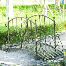 NYZAL 60" Metal Arch Zen Garden Bridge with Safety Siderails, Decorative Footbridge, Delicate Floral Scrollwork for Stream, Fish Pond, Antique, Easy Assembly and Durable