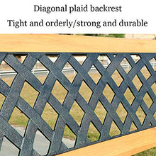 ELUKHT Garden Terrace Park Bench, Recreational Bench with mesh Pattern backrest and armrests, Solid Wood Seats and cast Iron Frame Garden Furniture (Combination 2)