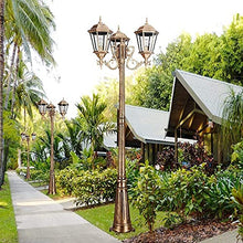 SDdPulse Vintage Three Heads European Retro Outdoor Waterproof Column Lamp Courtyard Street Light Floor Light LED Landscape High Pole Villa Garden Glass Lantern Pillar P,215cm