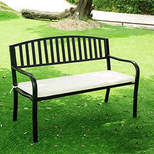 Garden Bench Outdoor Benches Park Bench Patio Garden Bench Backyard Benches, Outdoor Park Bench Lounge Chair, Cast Iron Steel Frame Metal Garden Back Seat, Outdoor Wrought Iron Patio Bench with Armres