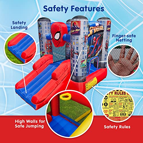 Funormous Marvel Spider-Man Bounce House with Slide Red Blue Grey