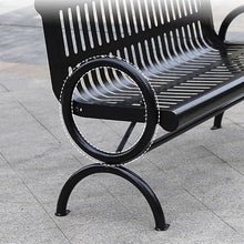 DorkTees Outdoor Patio Bench Wrought Iron Park Chair Double Black Metal Outdoor Long Backrest Community Square Welded Seat with(180 x 61 x 83 cm)