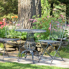 Set of 3 Sturdy Metal Bistro Set, 2 Folding Chairs, 1 Table (Cobalt Blue)