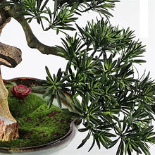 Fake Plants Artificial Bonsai Tree New Chinese-Style Simulation Luohan Pine Bonsai Tree 25.6 in Large Green Simulation Welcome Pine Bonsai Plant Ceramic Flower Pot Bonsai Tree