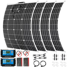 1200 Watt Solar Panel Kit, 4×300 Watt Flexible Solar Power Panel Photovoltaic Module with 40A Solar Charge Controller & Inverter Monocrystalline Solar Panel for Camping Off Grid Battery Charging Boat