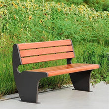 Park Patio Seat Outdoor Park Bench With Backrest, Solid Metal Frame And Solid Wood Seats, Modern Outdoor Leisure Chairs For Garden, Park, Country