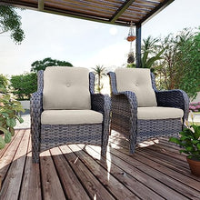 MeetLeisure Outdoor Wicker Chair Rattan Patio Dining Chairs Set of 6 PE Wicker Patio Chairs with 4 inch Seat Cushions Patio Seating Chair for Garden, Backyard Swimming Pool, Balcony, Beige