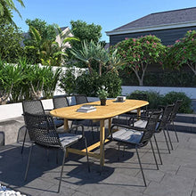 Amazonia Bristol 9-Piece Outdoor Oval Extendable Dining Table Set Certified Teak Amazonia