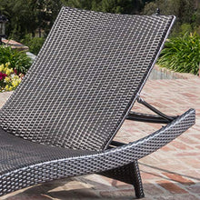 Christopher Knight Home Salem Outdoor Wicker Adjustable Chaise Lounge Set, Multibrown/Blue