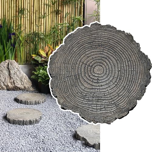 Elitix Stepping Stone Log Look Step Outdoor Large Stones 14" / 18" / 21", Stepping Garden Stone for Gardening Decorative, Walkway Pavers for Pathway Lawn Funeral(Color:Small,Size:2-pcs)