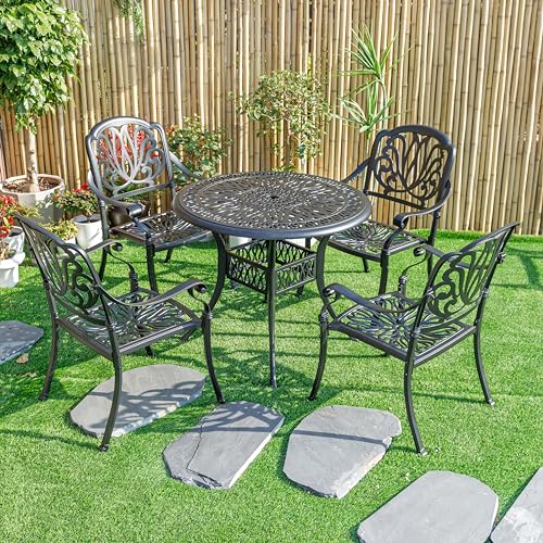Hi-Line Gift Ltd Sleek Black Bistro Bliss Collection Cast Aluminium Patio Set Black