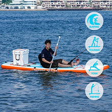 Tuxedo Sailor Inflatable Fishing Kayak Ultra Long Weight Capacity 450lbs Stand Up Paddle Board White/Blue/Orange 3