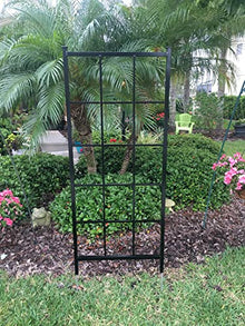 Classic Metal Garden Trellis, Black, with 12" Ground Stake, Plant Trellis, All Aluminum, Handmade, 65" x 27", Garden Decor, Yard Art