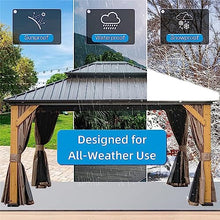 NicBex 12'x14' Hardtop Gazebo Outdoor Cedar Wood Frame with Steel Double Roof Brown