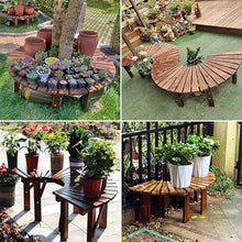Hamankim Outdoor Tree Bench Wrap Around Solid Wood Seating Weatherproof Durable Curved Garden Furniture Benches, Slatted Seat for Patio Deck Lawn Yard - Brown(Round)