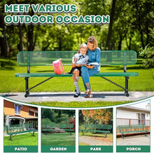 esheno 8FT Outdoor Garden Bench, Heavy Duty Metal Patio Bench with Backrest, Rustproof Resistant Commercial Grade Outdoor Seating for Park Yard Lawn Deck Balcony Porch, Green