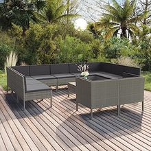 KUPTYERFG Modular Garden Lounge Set Table, Gray PE Rattan Outdoor Coffee Table with Powder-Coated Steel Frame, Sectional Patio Furniture Piece for Backyard and Terrace