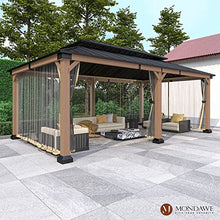 MONDAWE Cedar Wood Gazebo 12x20Ft Hardtop Pavilion with Netting