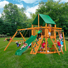 Gorilla Playsets Navigator Wooden Swing Set with Green Canopy Brown