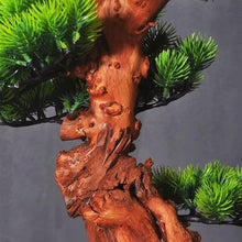 QWERAXZG Simulation Bonsai Welcome Pine Solid Wood Green Plant Decoration Living Room Entrance