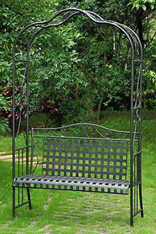 MANDALAY IRON PATIO ARBOR BENCH in ANTIQUE BLACK - PATIO FURNITURE