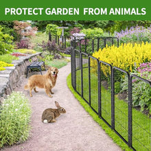 Dogelsy Decorative Garden Metal Fence 72ft (L)×45in (H) with 28 Panels 4 Gate Outdoor, No Dig Rustproof Wire, Animal Barrier Fencing for Outdoor Yard Patio Flower Bed,（Black-Silver）