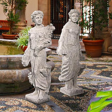 Design Toscano Flora and Proserpina Outdoor Garden Statues Set of Two 44 inch Antique Stone