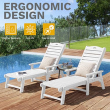 DWVO Patio Lounge Chair Set of 4 Oversized HDPE with 5-Position Backrest White