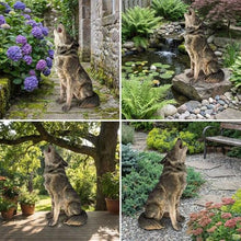 SRECELL 29.7" Howling Wolf Garden Statue, Large Resin Outdoor Wolf Sculpture for Yard Lawn Patio, Realistic Animal Statue for Garden Landscape, Entrance Decor & Wildlife Display